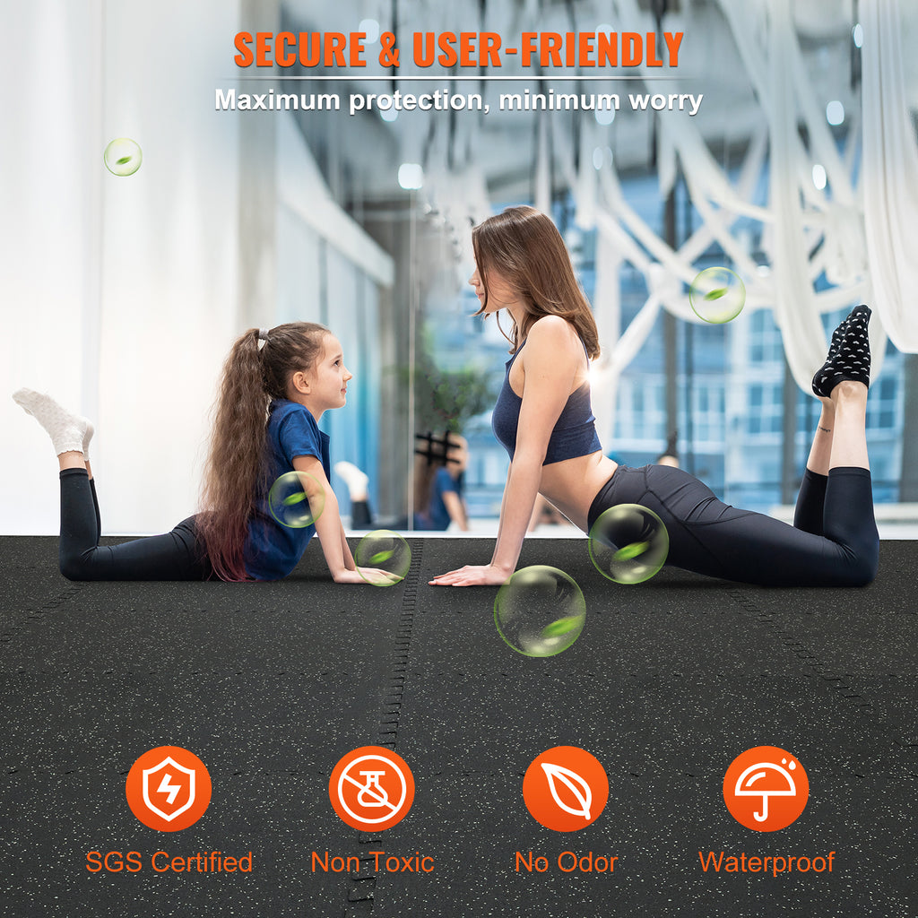 VEVOR 25 PCS Thick Gym Floor Mats,  EVA Foam & Rubber Top