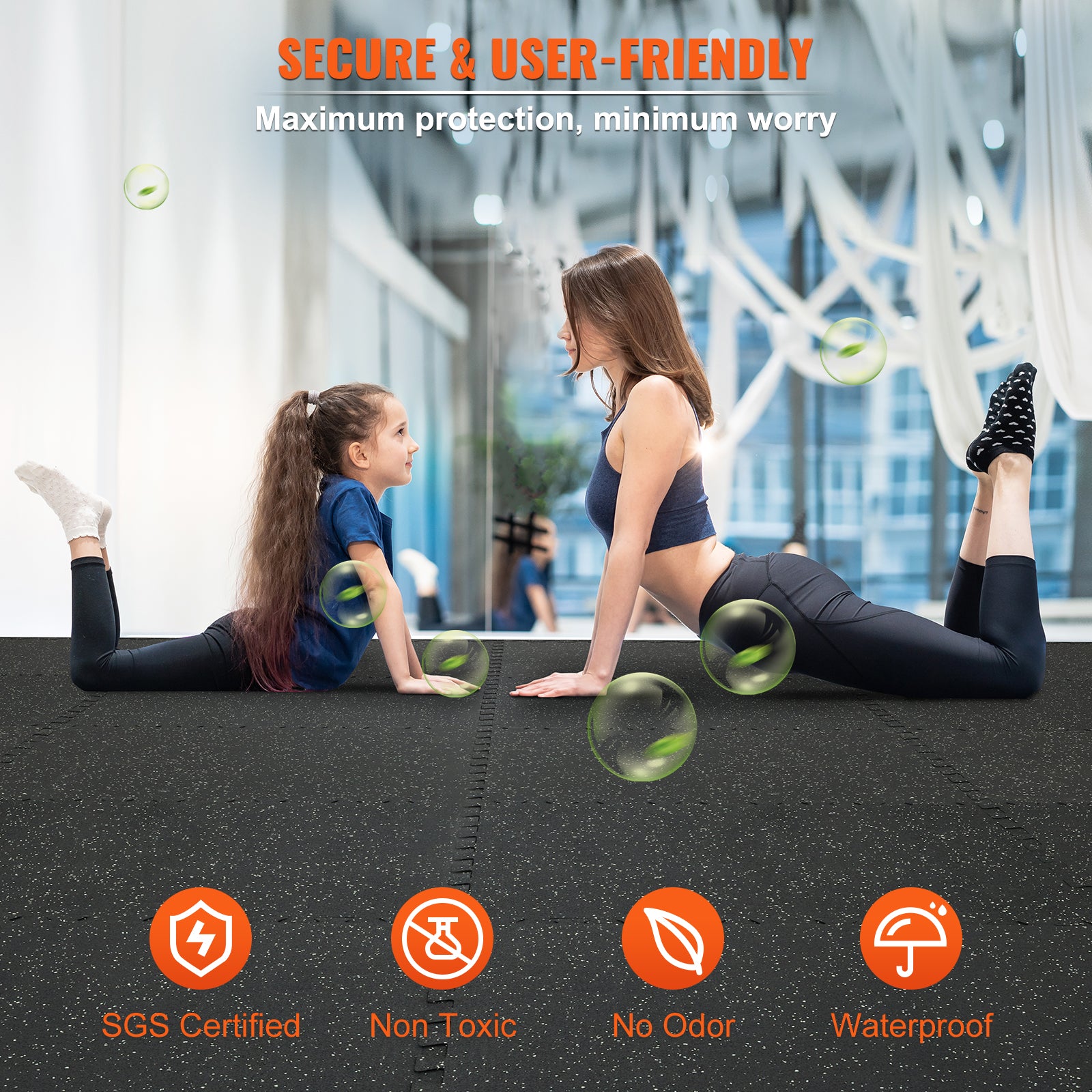 VEVOR 25 PCS Thick Gym Floor Mats,  EVA Foam & Rubber Top