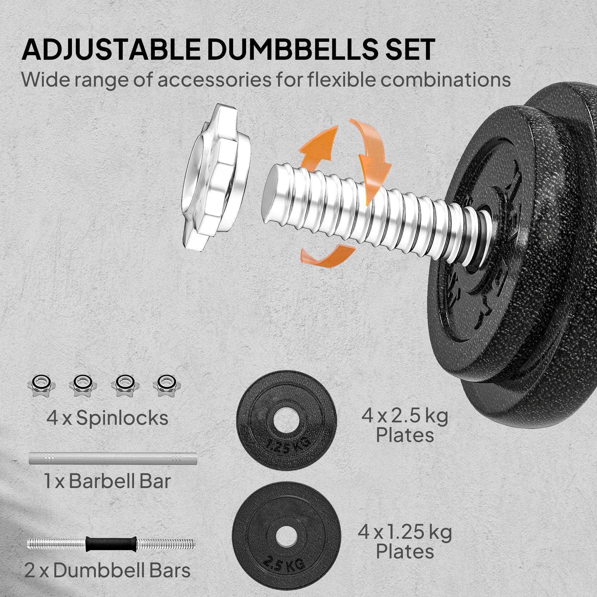 SPORTNOW 2-in-1 Adjustable Dumbbells Set, 20kg Weights