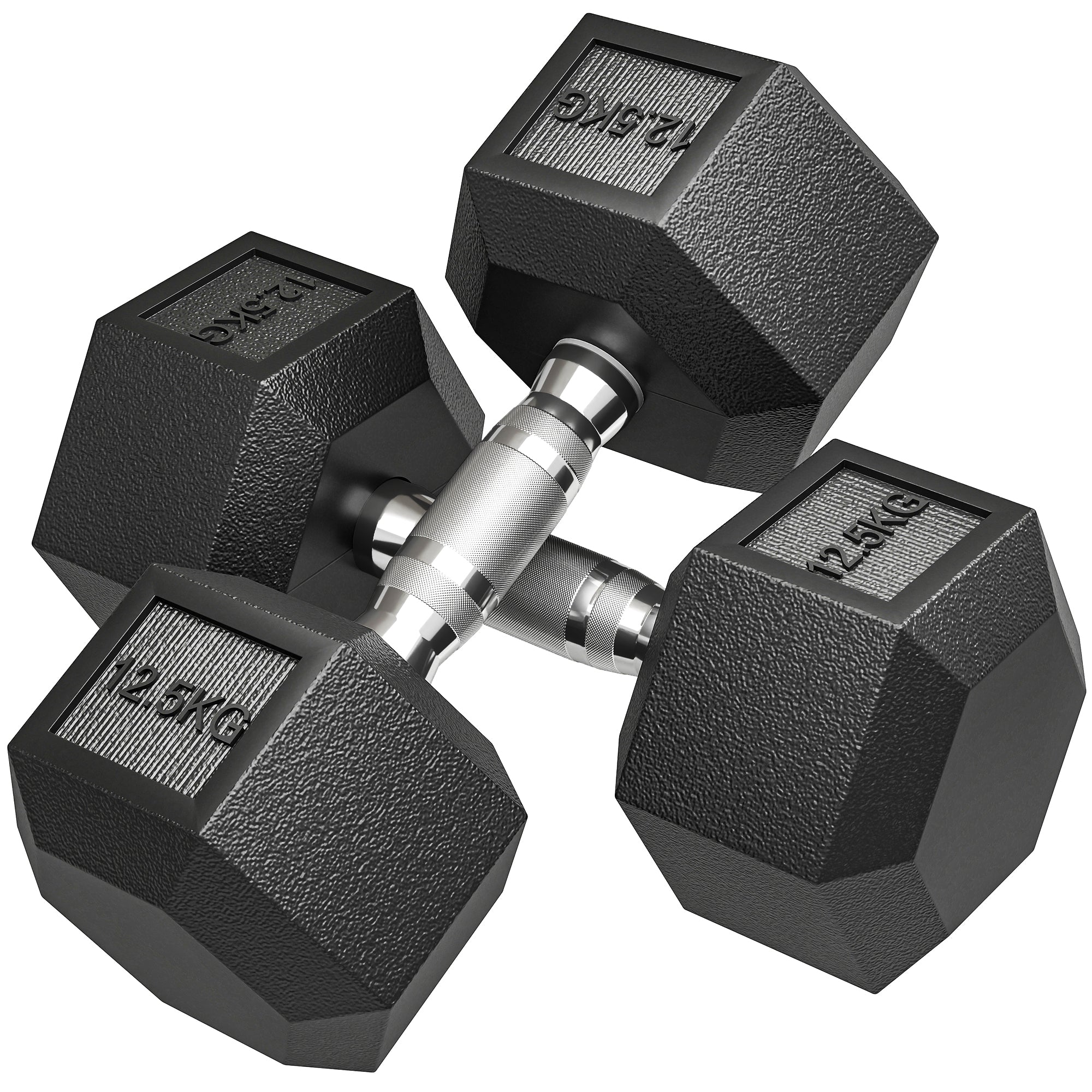 2x12.5KG Rubber Hex Dumbbell Portable Hand Weights Dumbbell Home Gym