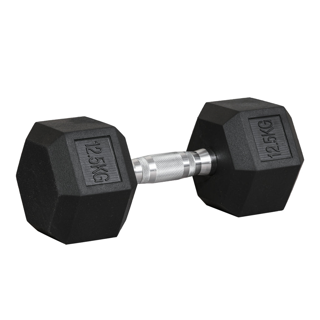 12.5KG Single Rubber Hex Dumbbell Portable Hand Weights Dumbbell Home Gym