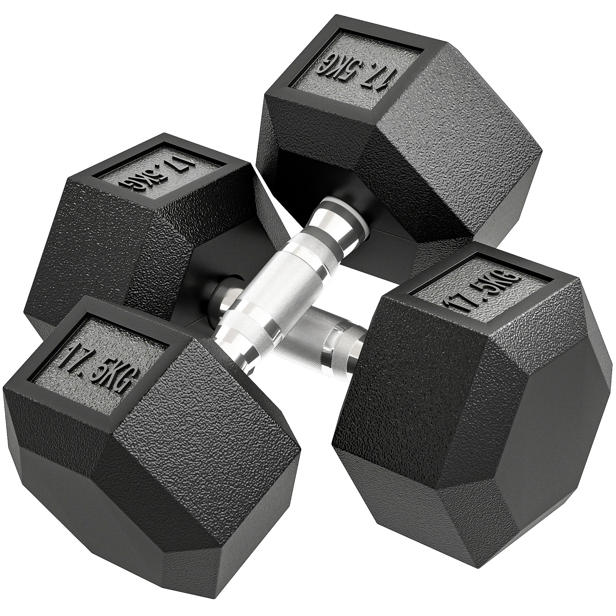 2x17.5KG Rubber Hex Dumbbell Portable Hand Weights Dumbbell Home Gym