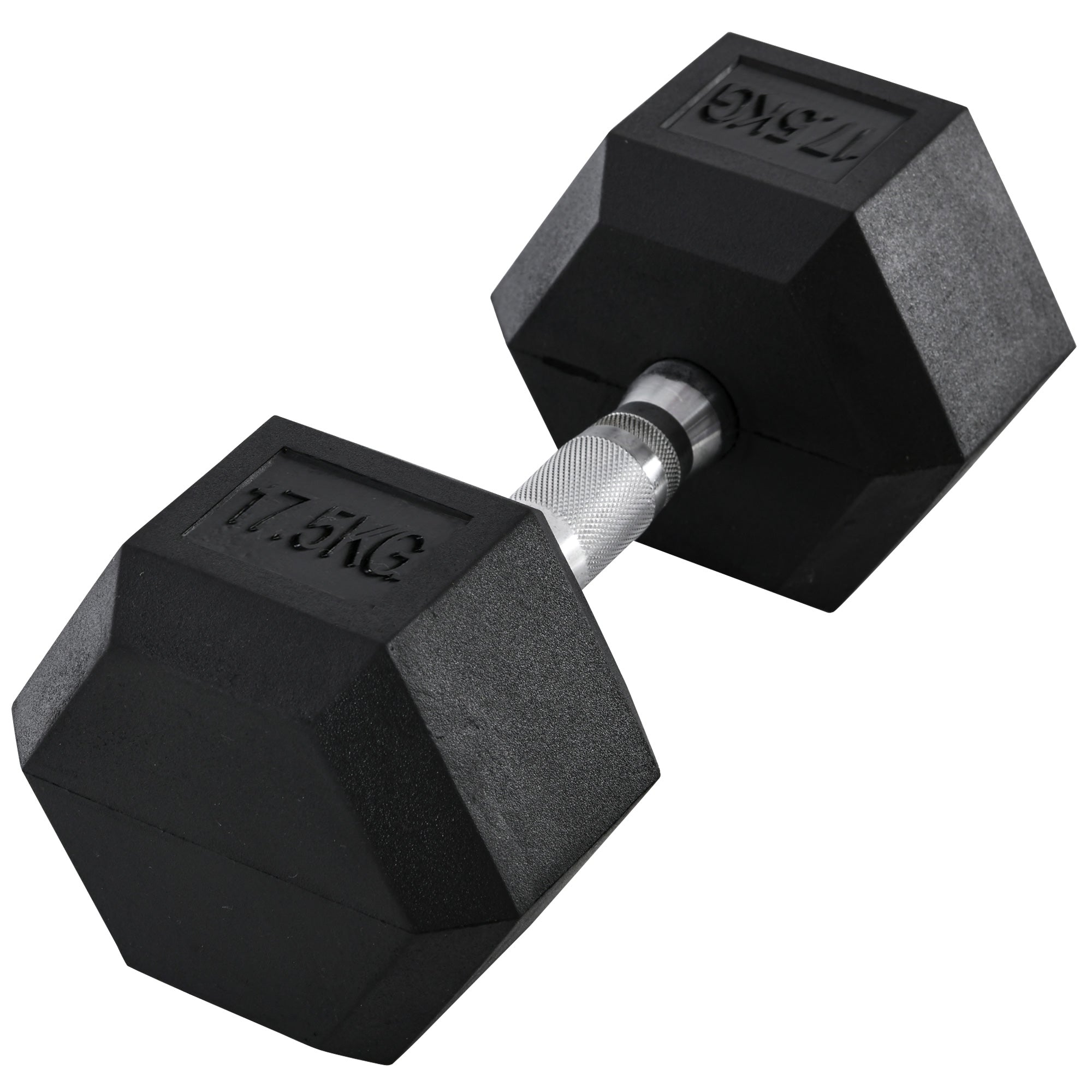 17.5KG Single Rubber Hex Dumbbell Portable Hand Weights Dumbbell Home Gym