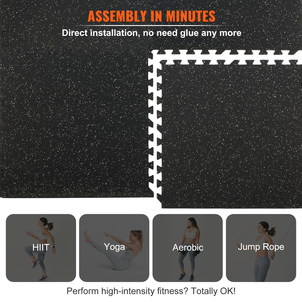 VEVOR 25 PCS Thick Gym Floor Mats,  EVA Foam & Rubber Top