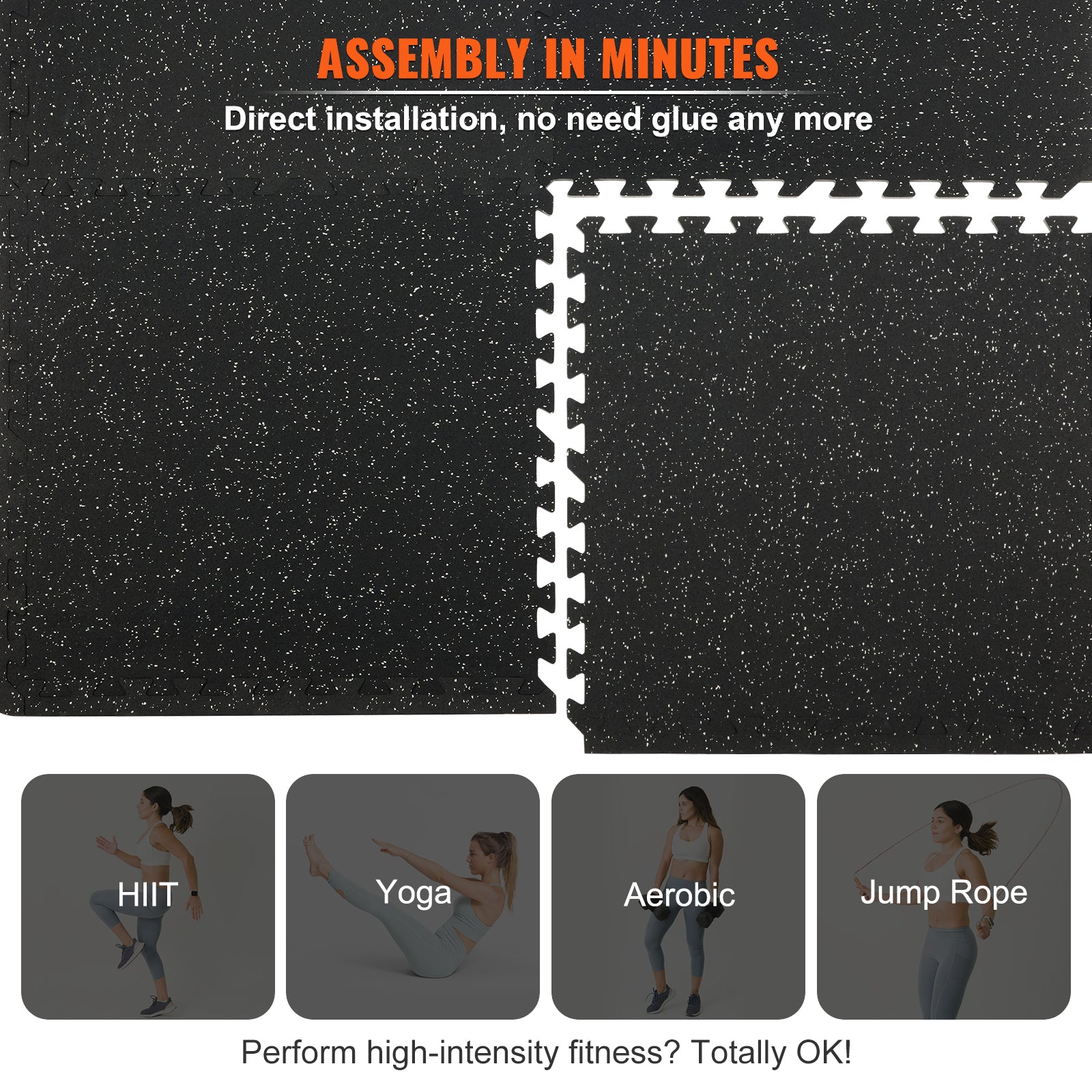 VEVOR 25 PCS Thick Gym Floor Mats,  EVA Foam & Rubber Top